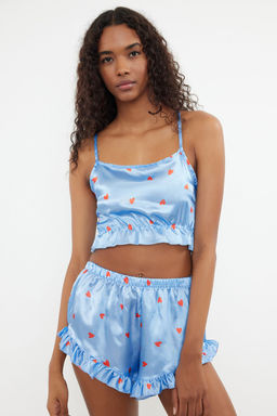 Trendyolmilla Murdum F?rf?rl? ve S?rt Ip Ask?l? Saten Sortlu Dokuma Pijama Tak?m? THMSS23PT00048  фото 25