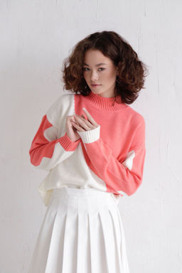 10080 Свитер кораллово-белый - Martichelli фото 13