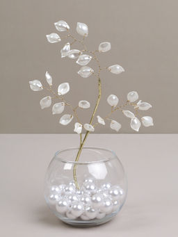 Ветка декоративная стеклярус 34 см / CW0427-4 /уп 818/ 27 лист