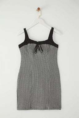 Siyah Potikareli Vucudu Saran Baglama Detayl? Mini Dokuma Elbise TWOSS25EL00177 - Trendyolmilla фото 5