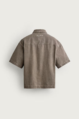 SOBRECAMISA BOXY FIT BORDADO PARCHES / Marr?n / Topo - Zara фото 8