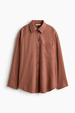 Camisa oversize en mezcla de lino - H&m фото 3