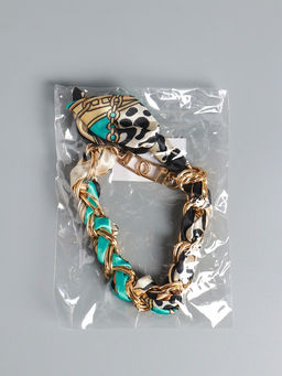 Брелок на 2 карабинах "Платок и цепочка" голубой 20х10х1,7 см