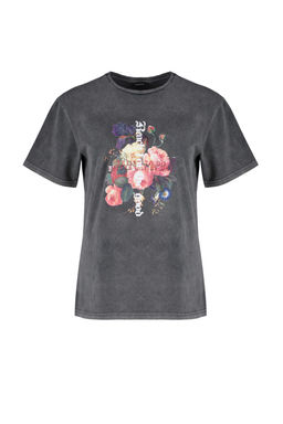 TRENDYOLMILLA Indigo %100 Pamuk Bask?l? ve Soluk Efektli Boyfriend Orme T-Shirt TWOSS23TS00281 фото 13