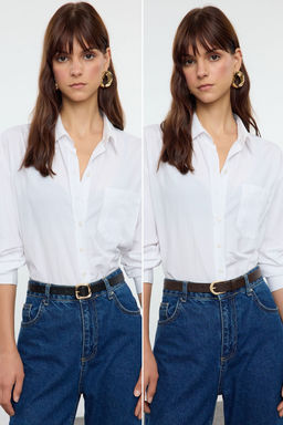 Trendyolmilla Siyah-Kahverengi Tokal? 2li Paket Deri Gorunumlu TWOAW25KE00006