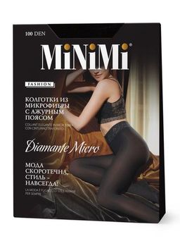Колготки DIAMANTE MICRO 100 (60/1)(кружев. пояс микрофибра)! - nero - Minimi фото 2