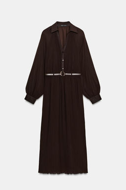 PLEATED MIDI DRESS WITH BELT - Zara фото 6