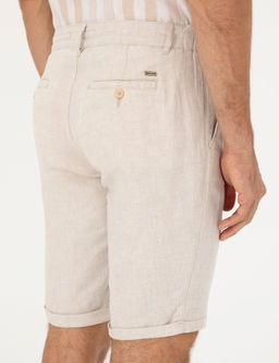 Bej Slim Fit Keten Kar___ml_ Dokuma _ort
