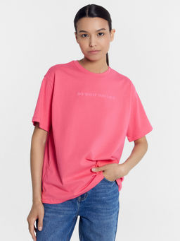 Футболка женская розовая с печатью