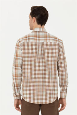 Мужская рубашка песочного цвета с длинным рукавом - U.s. polo assn фото 5