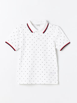 Polo Yaka Bask?l? K?sa Kollu Erkek ?ocuk Ti??rt