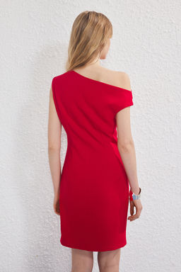 TRENDYOLMILLA K?rm?z? Duz Mini Dokuma Elbise TWOSS25EL00766 фото 14