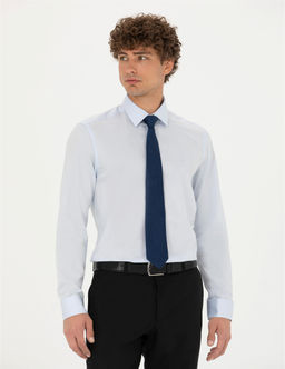 A__k Mavi Slim Fit Uzun Kollu G_mlek