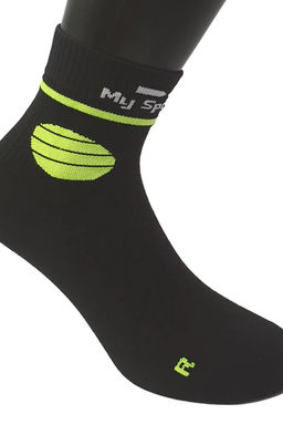 GD9192 Calzino Corto Nero-Giallo Fluo