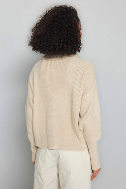 Tas Genis Kal?p Devrik Yaka Fermuarl? Triko H?rka TWOAW24HI00072