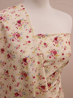 Импорт. хлопок Букеты роз на св.персиковом, ш.1.48м, хлопок-100%, 105гр/м.кв - Купава фото 3