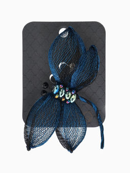 Брошь «Стрекоза», плетёная, синий, чёрная