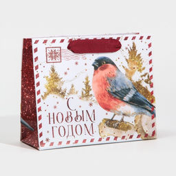Пакет ламинированный горизонтальный Новогодняя бандероль, 15 12 5,5 см