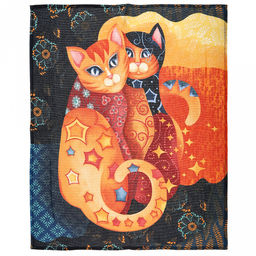 Салфетка хозяйственная 50х60см "Кошки" 1, рогожка 171г/м2, хлопок 100%, без упаковки, "Домашняя мода" (Россия)