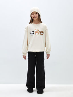 Bisiklet Yaka Nak??l? Uzun Kollu K?z ?ocuk Sweatshirt - Waikiki фото 3