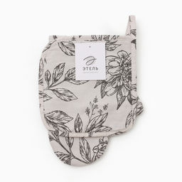 Кухонный набор «Этель» Black flowers: варежка-прихватка, прихватка, 100% хлопок, саржа 190 г/м²