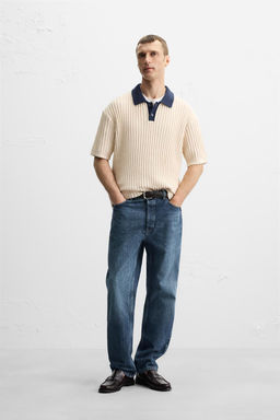 CONTRAST KNIT POLO SHIRT