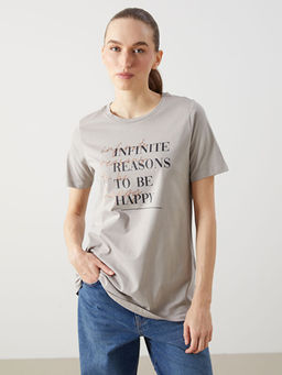 Bisiklet Yaka Bask?l? Hamile Ti??rt