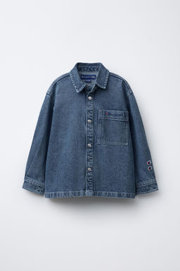 CHAMPION ® X ZARA EMBROIDERED SLOGAN DENIM OVERSHIRT
