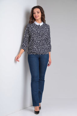 Блуза Modema 735-2 горох на синем  фото 4