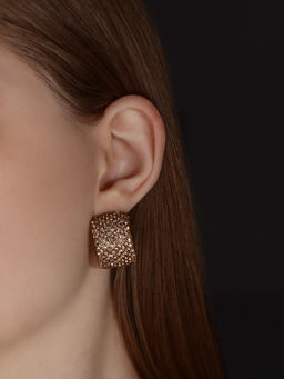 Серьги со стразами QF Блеск дуга, цвет золото