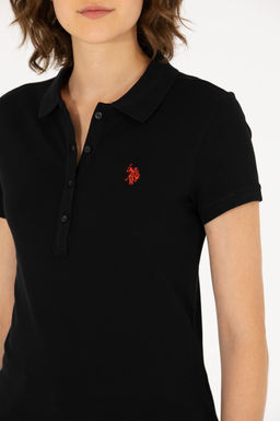 U. S. Polo Assn Женская черная базовая футболка с воротником-поло - U.s. polo assn фото 7