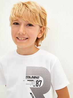 Bisiklet Yaka Bask?l? K?sa Kollu Erkek ?ocuk Ti??rt - Waikiki фото 3