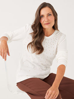 Bisiklet Yaka Ta?l? Kad?n Triko Kazak