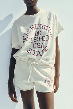WASHED-EFFECT TEXT PLUSH SWEATSHIRT - Zara фото 16