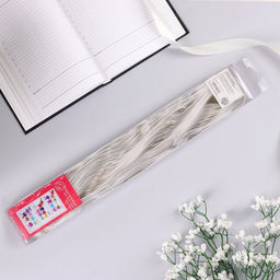 Цена за 30 шт. Подарочный Бант - шар №3 три золотых полосы, белый, для упаковки подарков