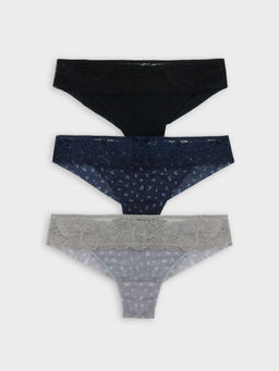 Трусы бразилиана женские в наборе, 3 шт цветочки на сером1 412613-3 - Mark formelle фото 8