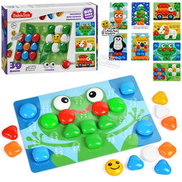 Мозаика для самых маленьких (39 фишек, 6 цветов, 8 картинок, смайлик в подарок)