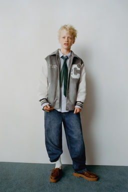 COMBINED SUEDE EFFECT BOMBER JACKET