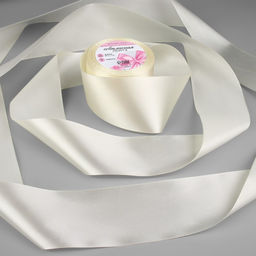 Лента атласная, 75 мм, 23±1 м, нежно-бежевая №02