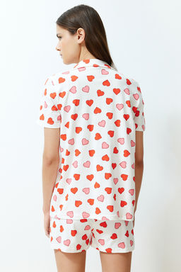 Cok Renkli %100 Pamuklu Kalpli Sortlu Orme Pijama Tak?m? THMSS24PT00152 - Trendyolmilla фото 6