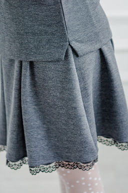 Юбка детская школьная серая с кружевом Dress Code