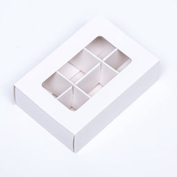 Коробка для конфет 6 штук, 8.7×5.8×2.5 см, Тонкие разделители, белый