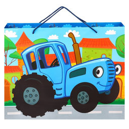 Пакет подарочный ламинированный горизонтальный, 40×31×11.5 см, Синий трактор