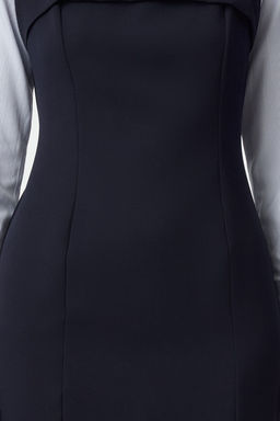 TRENDYOLMILLA Lacivert Cizgili Gomlek Detayl? Vucuda Oturan Mini Dokuma Elbise TWOAW25EL00423 фото 8