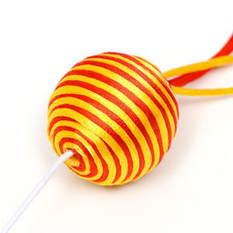 Дразнилка-удочка Шар с перьями, оранжевая на оранжевой ручке - Пижон фото 4