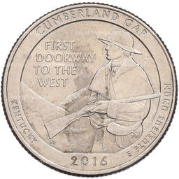 Монета 1/4 доллара (25 центов) 2016 года P США Национальные парки  №32 Национальный парк Камберленд-Гэп