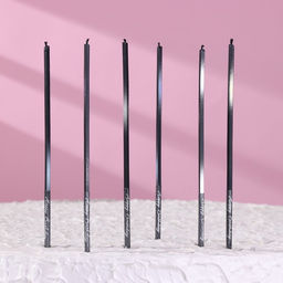 Набор свечей в торт, 6 штук Фиолетовый металлик, 15 см
