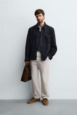 STRAIGHT-LEG TWILL TROUSERS