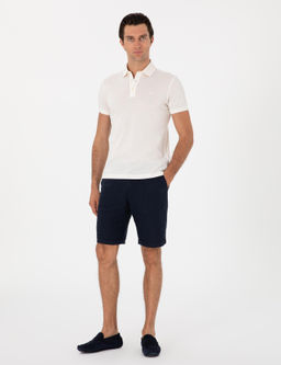 Ekru Slim Fit Polo Yaka Pamuklu Basic T-shirt