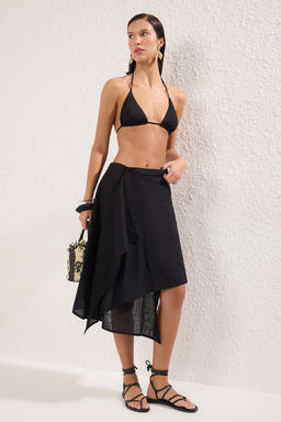 TRENDYOLMILLA Ekru Midi Dokuma Flaml? Pamuk Plaj Etek TBESS25ET00013 фото 9